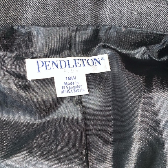 Pendleton Blazer Jacket Virgin Wool Charcoal Gray One Button Womens Plus 18W - Picture 8 of 9